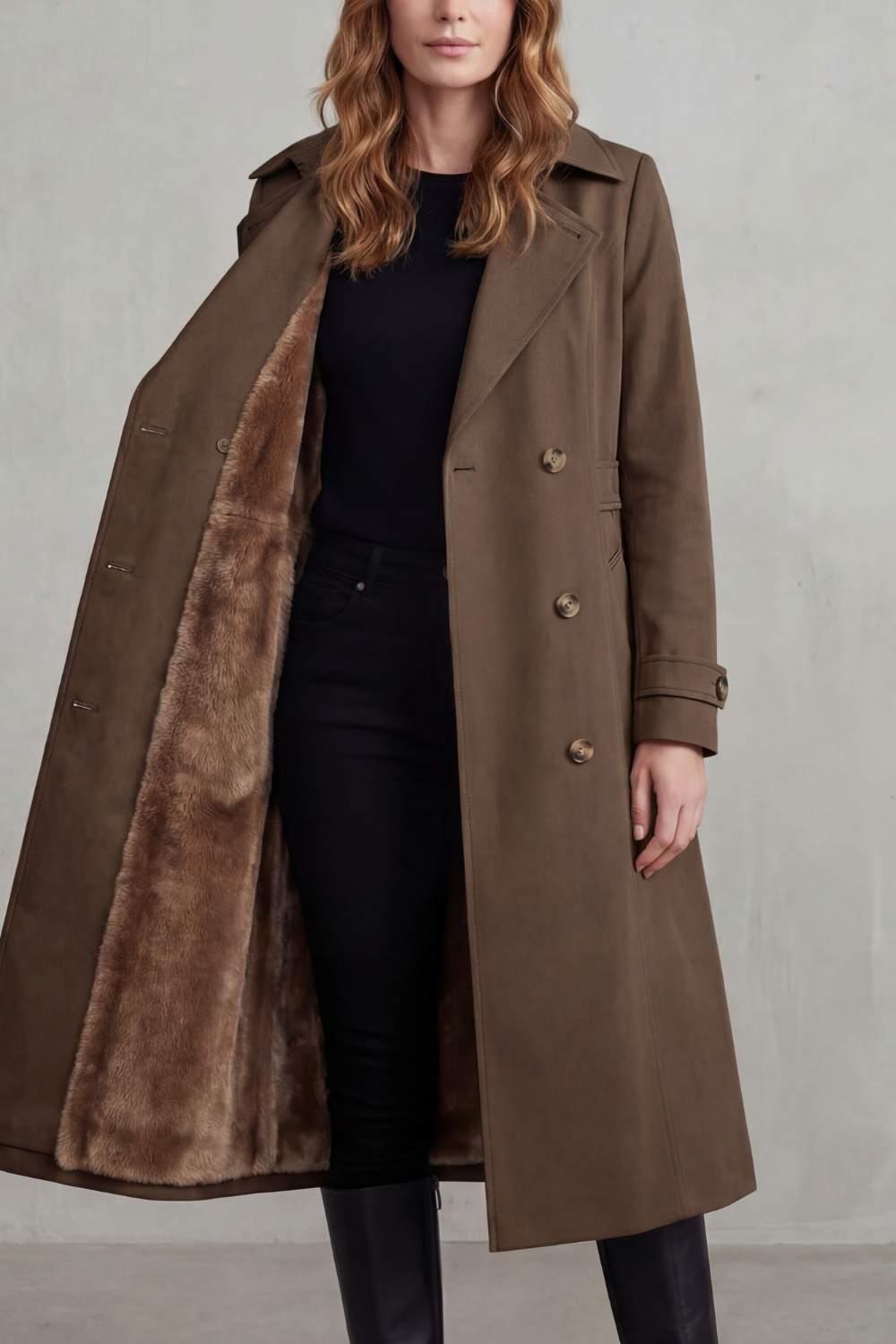 Grazia | Cappotto Doppiopetto Con Fodera Interna Calda E Collo Classico