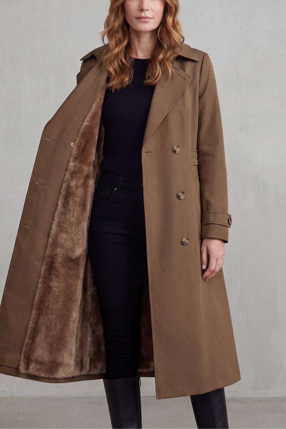 Grazia | Cappotto Doppiopetto Con Fodera Interna Calda E Collo Classico