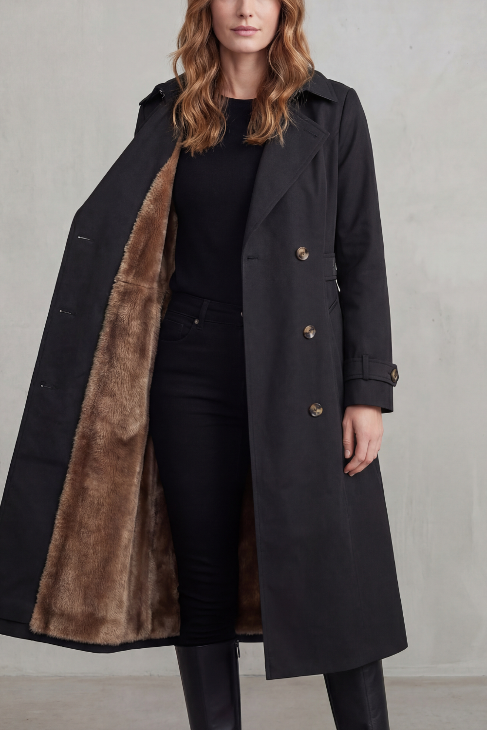 Grazia | Cappotto Doppiopetto Con Fodera Interna Calda E Collo Classico