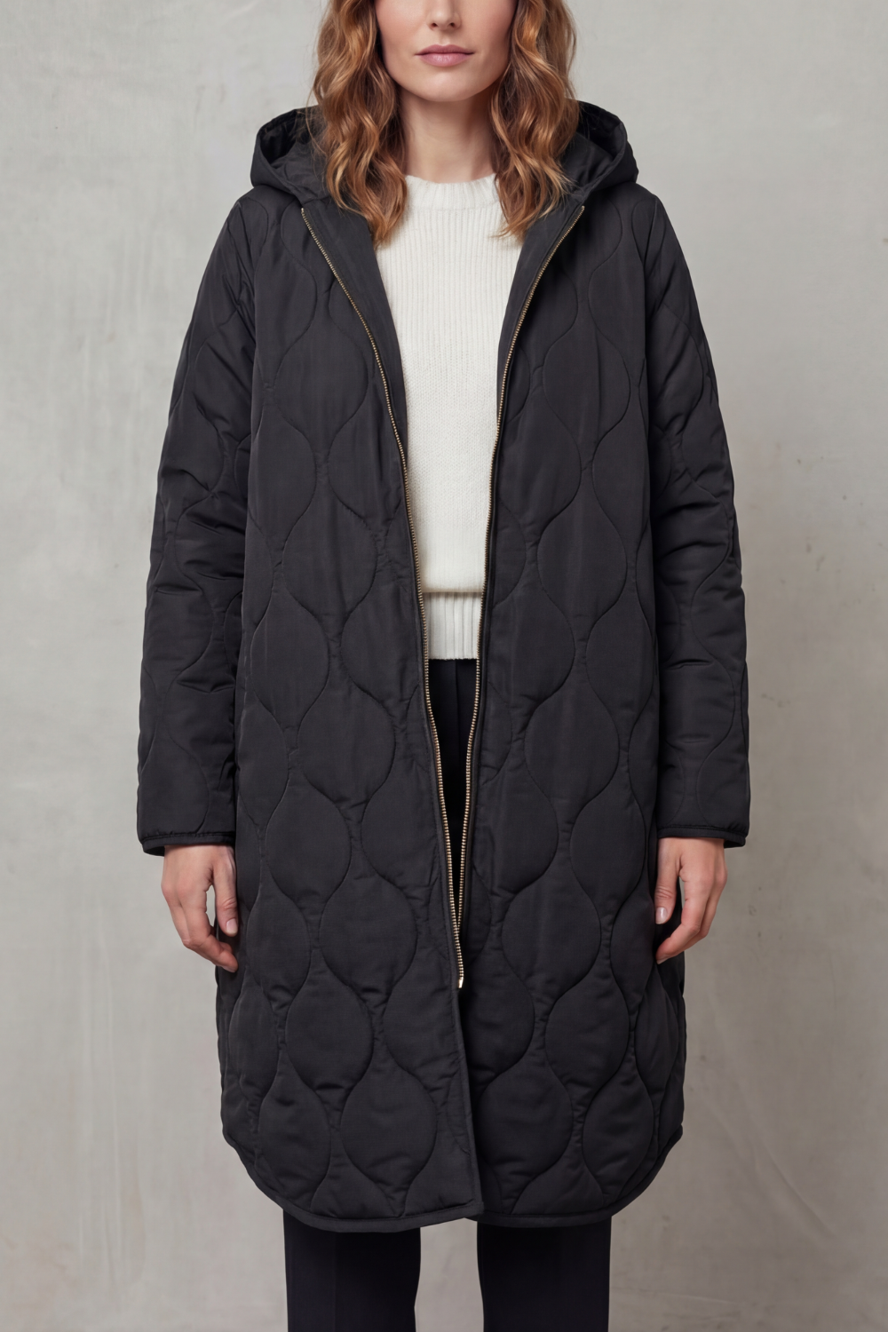 Silvia | Parka Trapuntato con Cappuccio e Silhouette Lunga